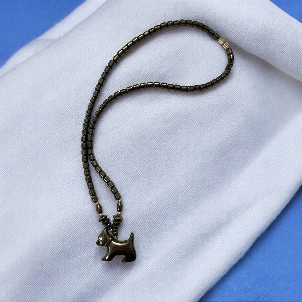 Charming Hematite beaded Dog Pendant Necklace